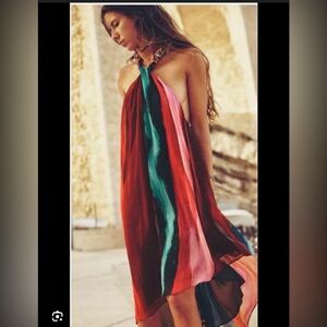 Zara Strapless Multi-Stripe Halter Dress